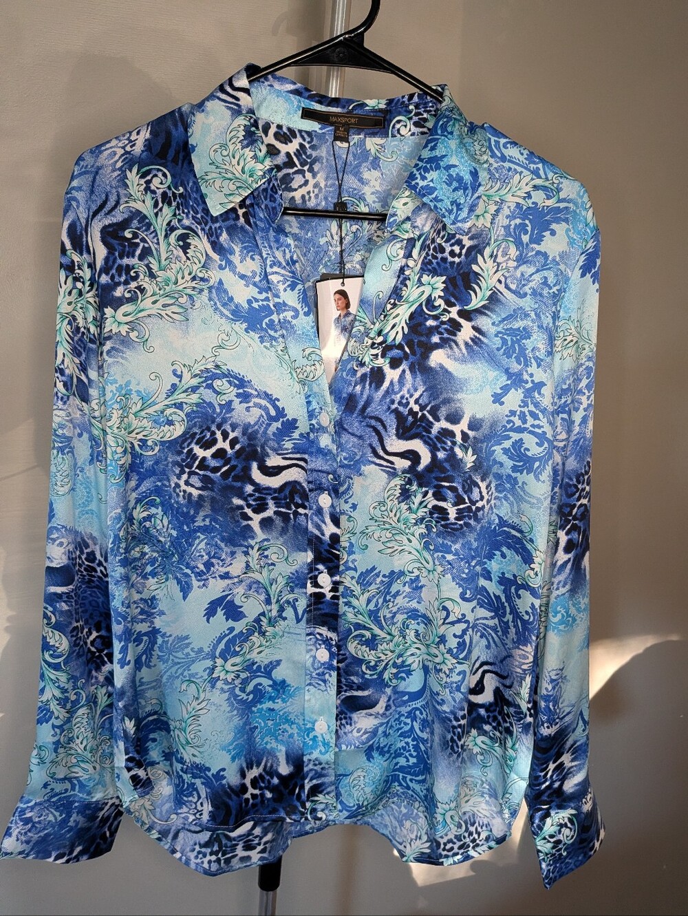 Max Sport Blue Printed Button-Down Shirt